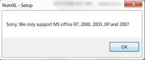 NumXL 1.0 SP2 Installer Does Not Support Excel 2010