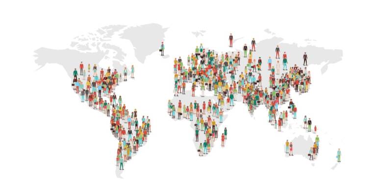 image describe the population density distribution around the globe