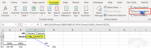 Con la celda X13AS seleccionada, busque y haga clic en el icono Rastrear dependientes en la pestaña Fórmula de Excel.